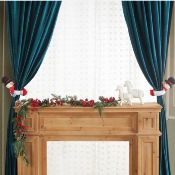 Christmas Home Décor Snowmen Windows Curtain Buckle Holder Fastener Tieback 2pc - Picture 2 of 8
